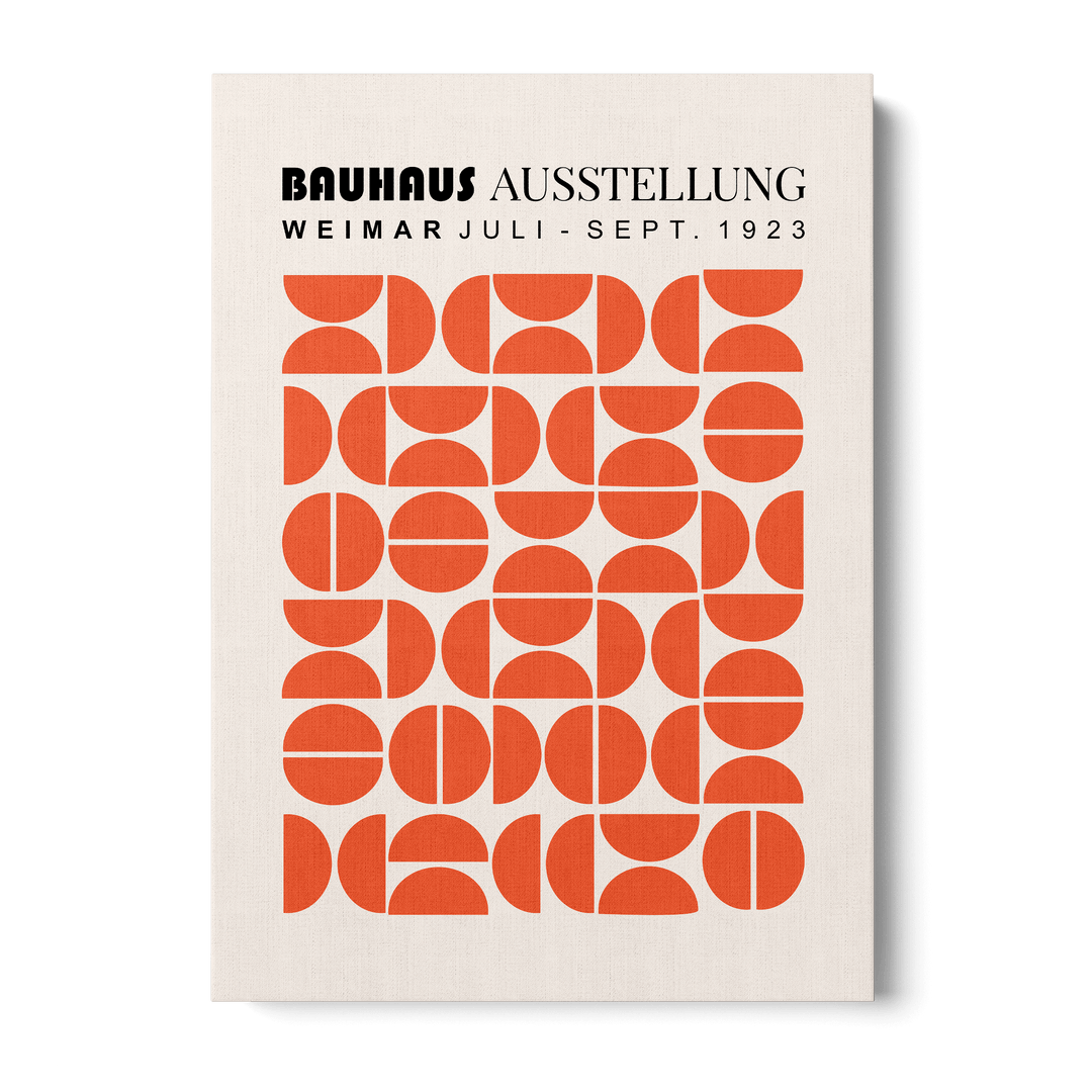 Bauhaus Orange Semicircles Canvas