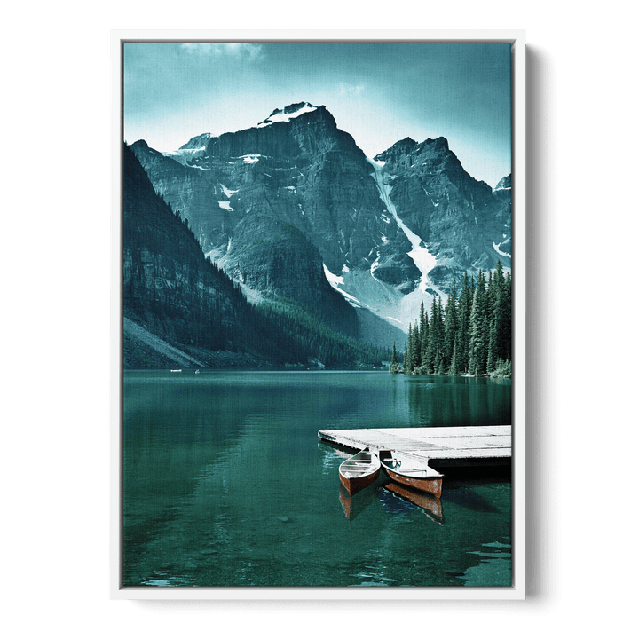 Canoes In The Lake Canvas
