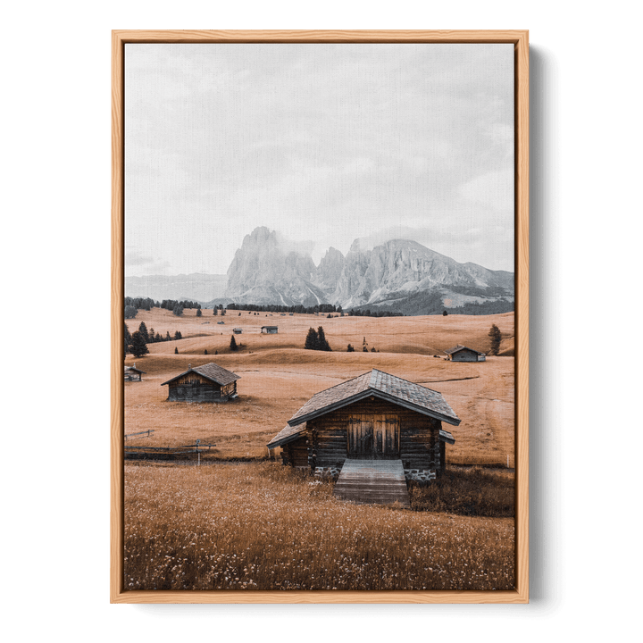 Wooden Houses In The Field Canvas