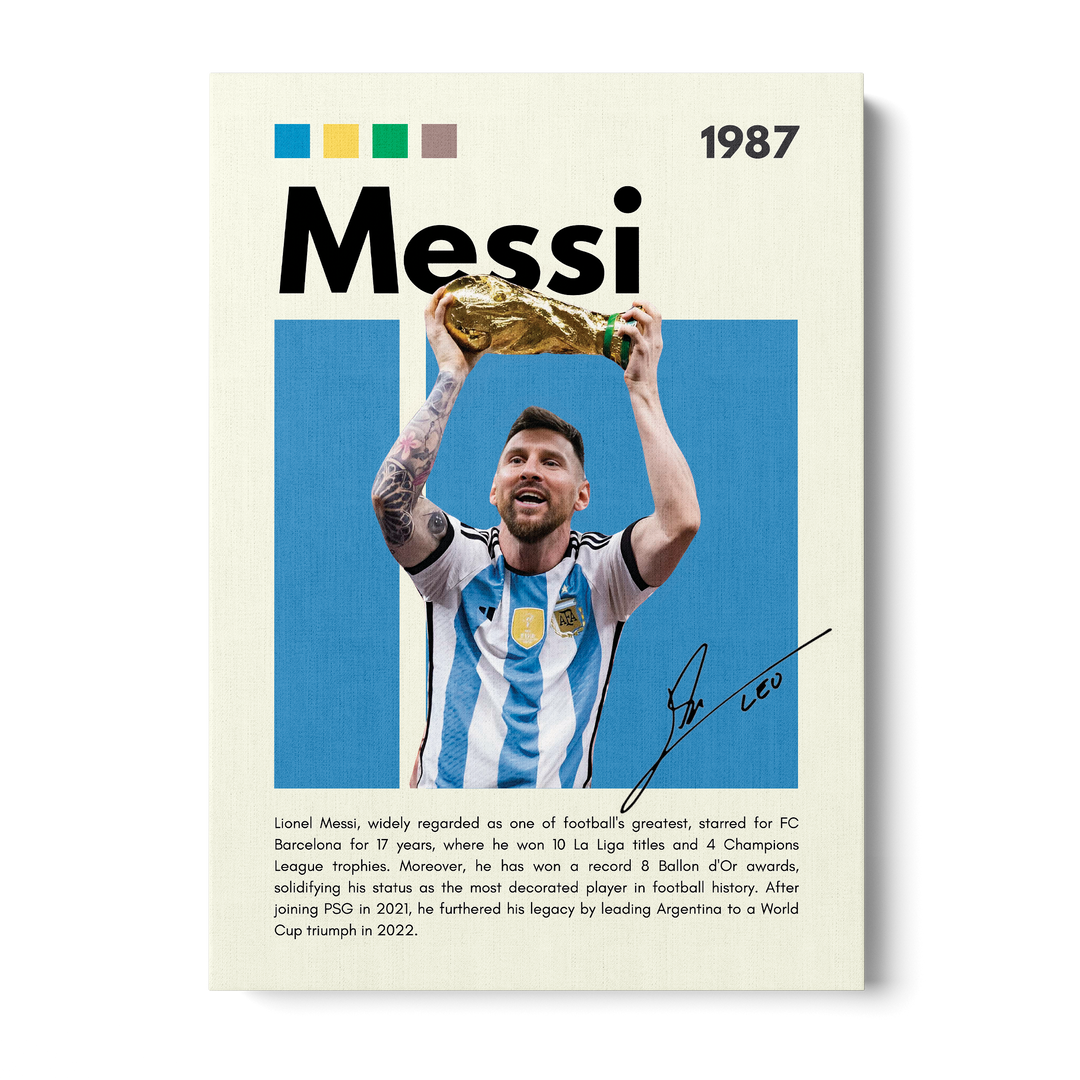 Lionel Messi Football Icons Canvas