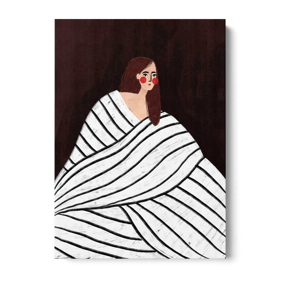 Woman With BW Stripes Canvas