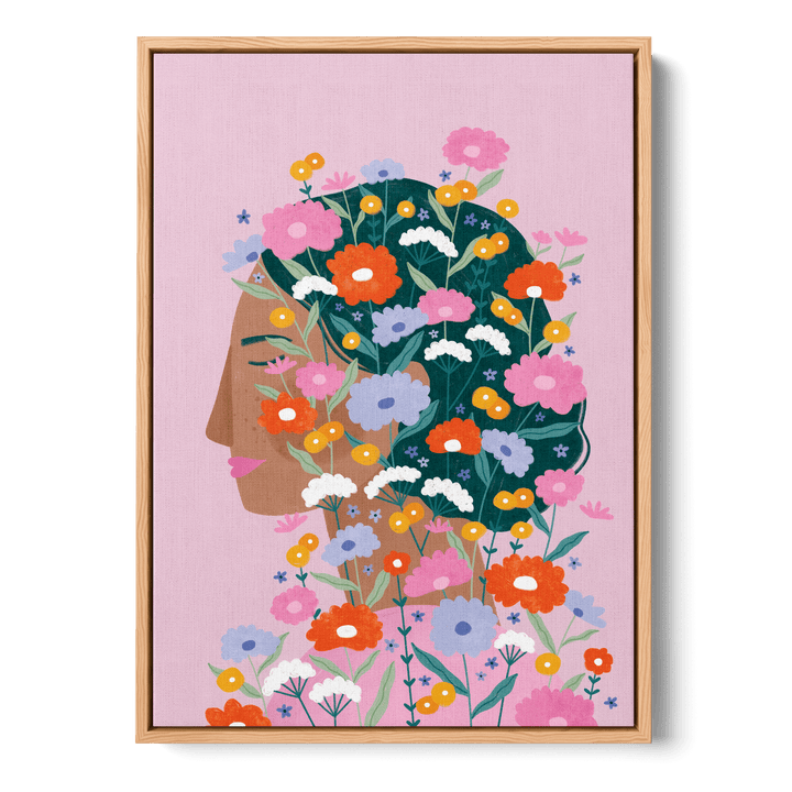Colourful Flower Lady Canvas