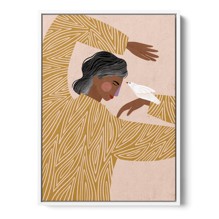Woman With Bird Canvas
