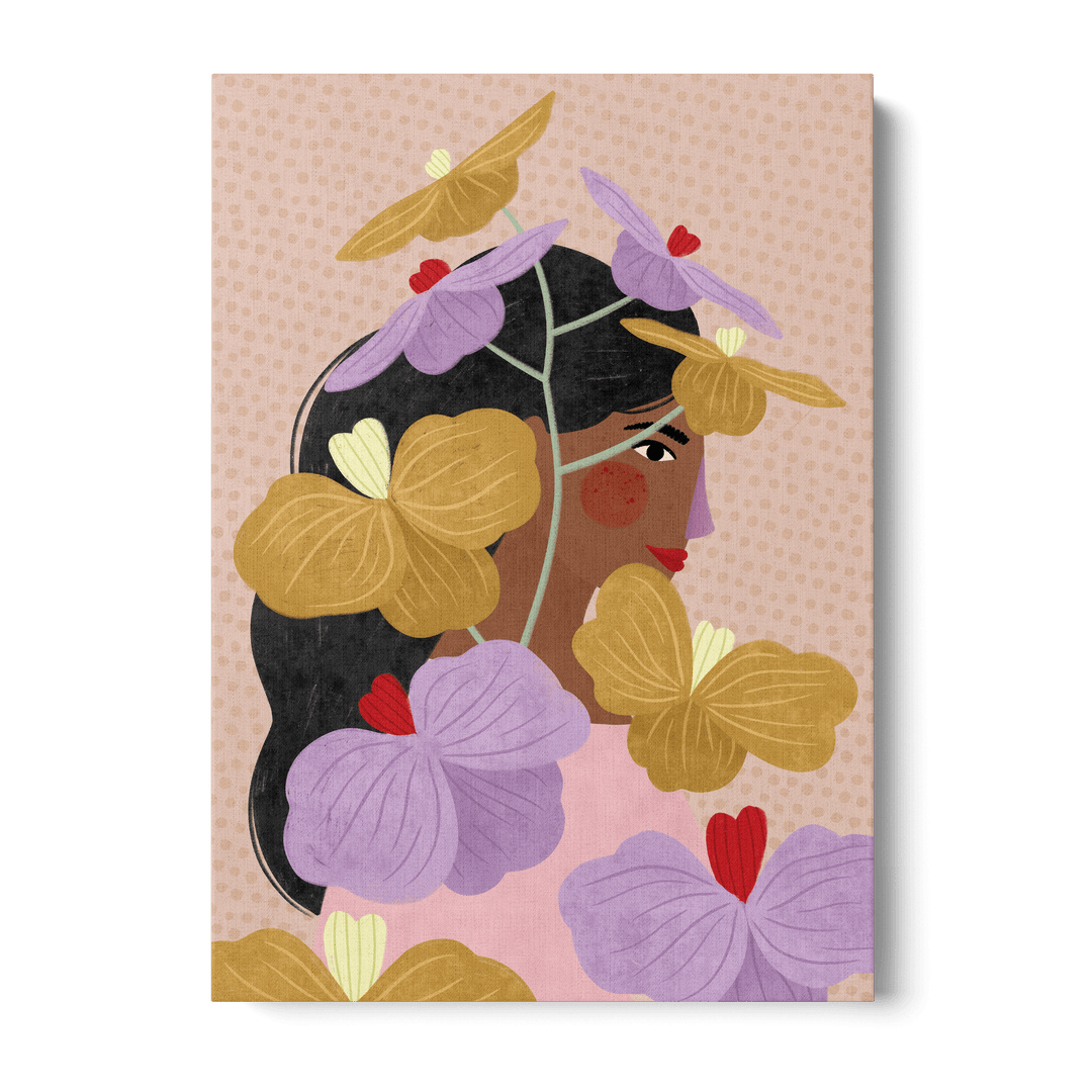 Hidden Behind Yellow Purple Flowers Canvas