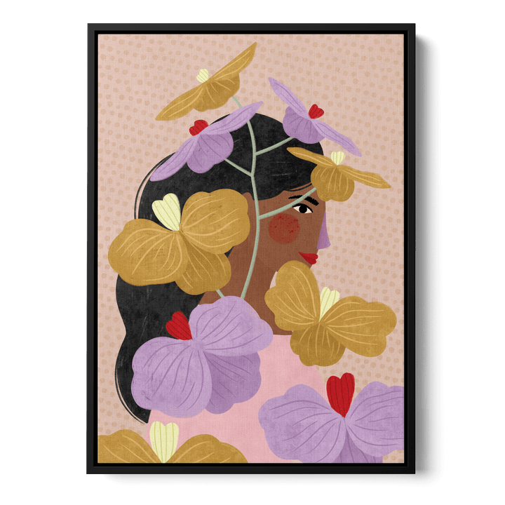 Hidden Behind Yellow Purple Flowers Canvas