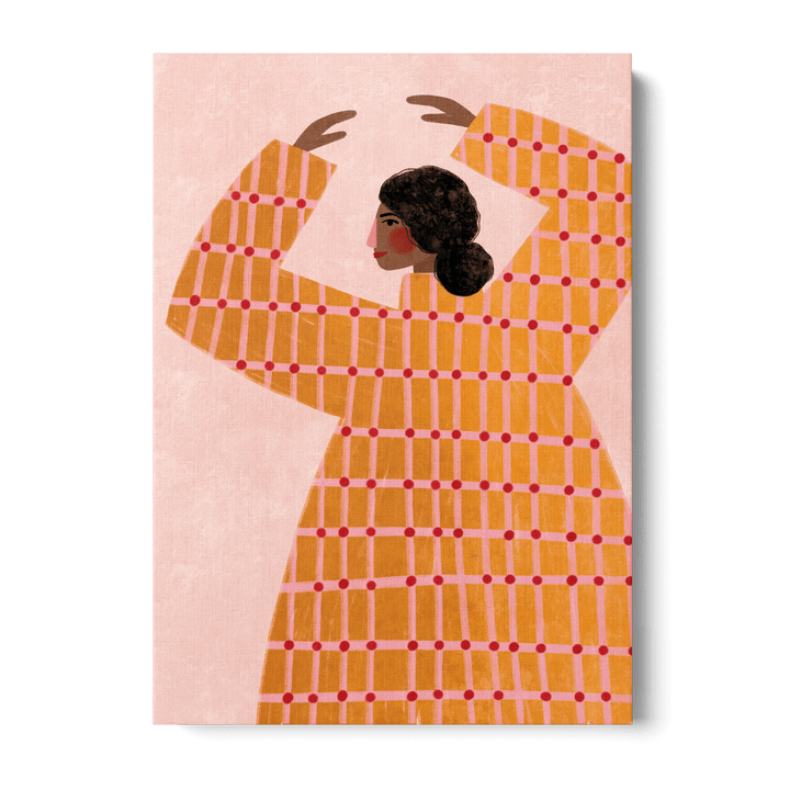 Woman With Checked Dress Canvas