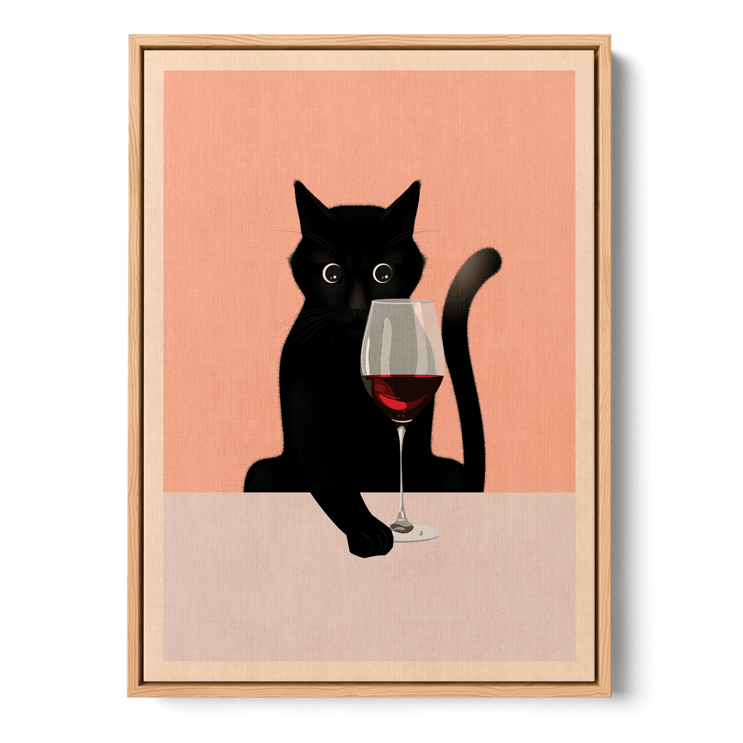 Cat And Wine Canvas