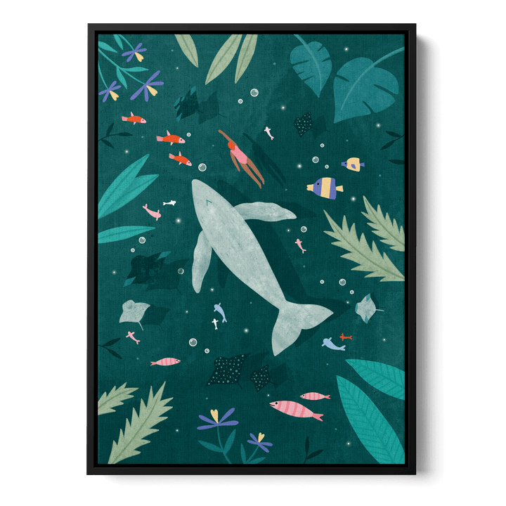 Swimming With A Whale Canvas