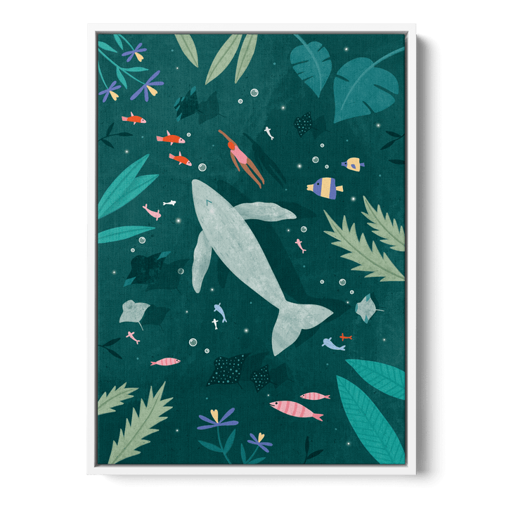 Swimming With A Whale Canvas