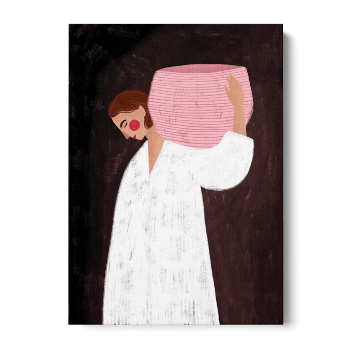 Woman With Pink Basket Canvas