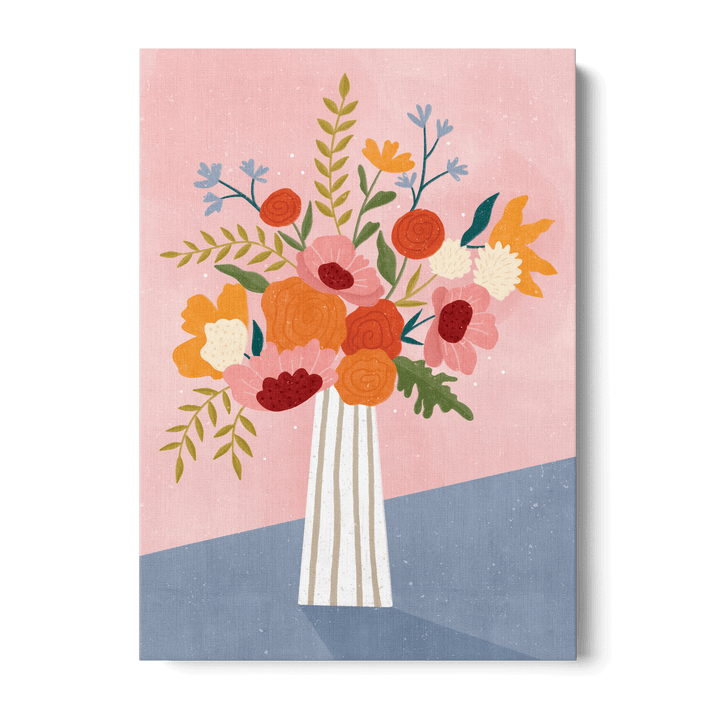 Line Vase With Flowers Canvas