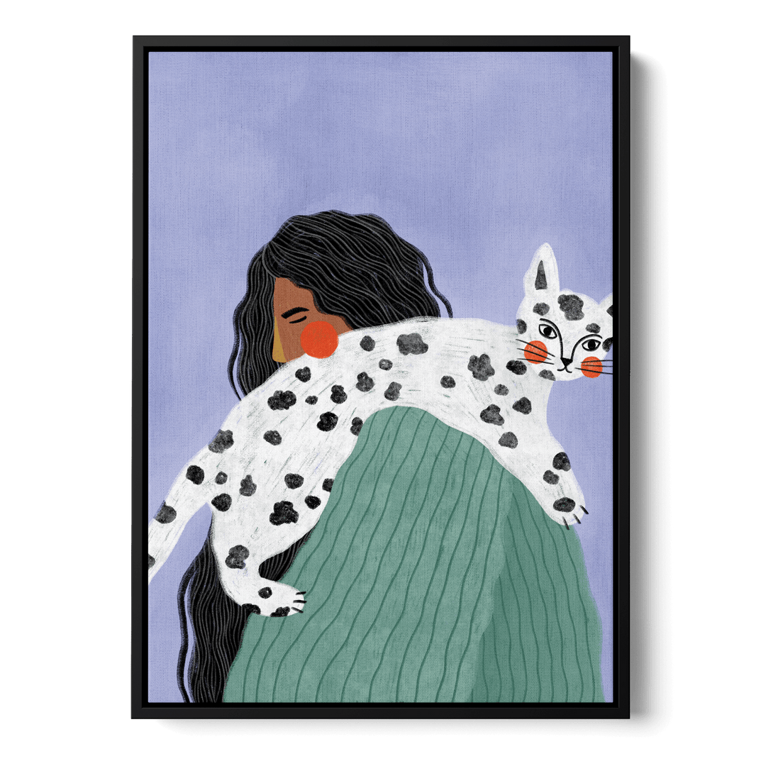 Woman With Cat Canvas