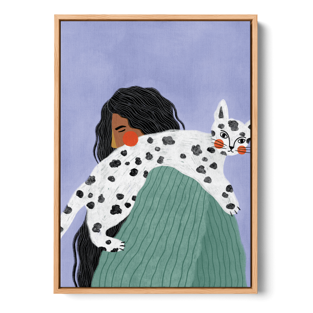 Woman With Cat Canvas