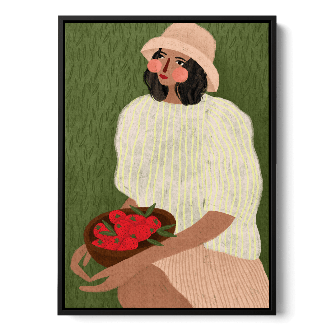 Woman With Strawberries Canvas