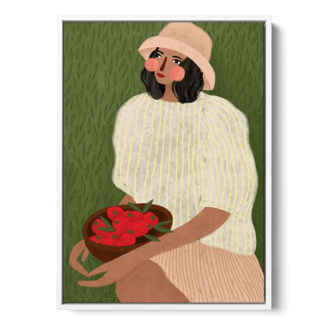 Woman With Strawberries Canvas