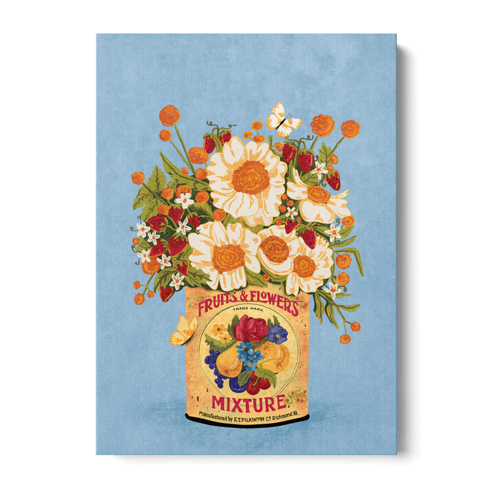 Flowers Vintage Tea Can Canvas