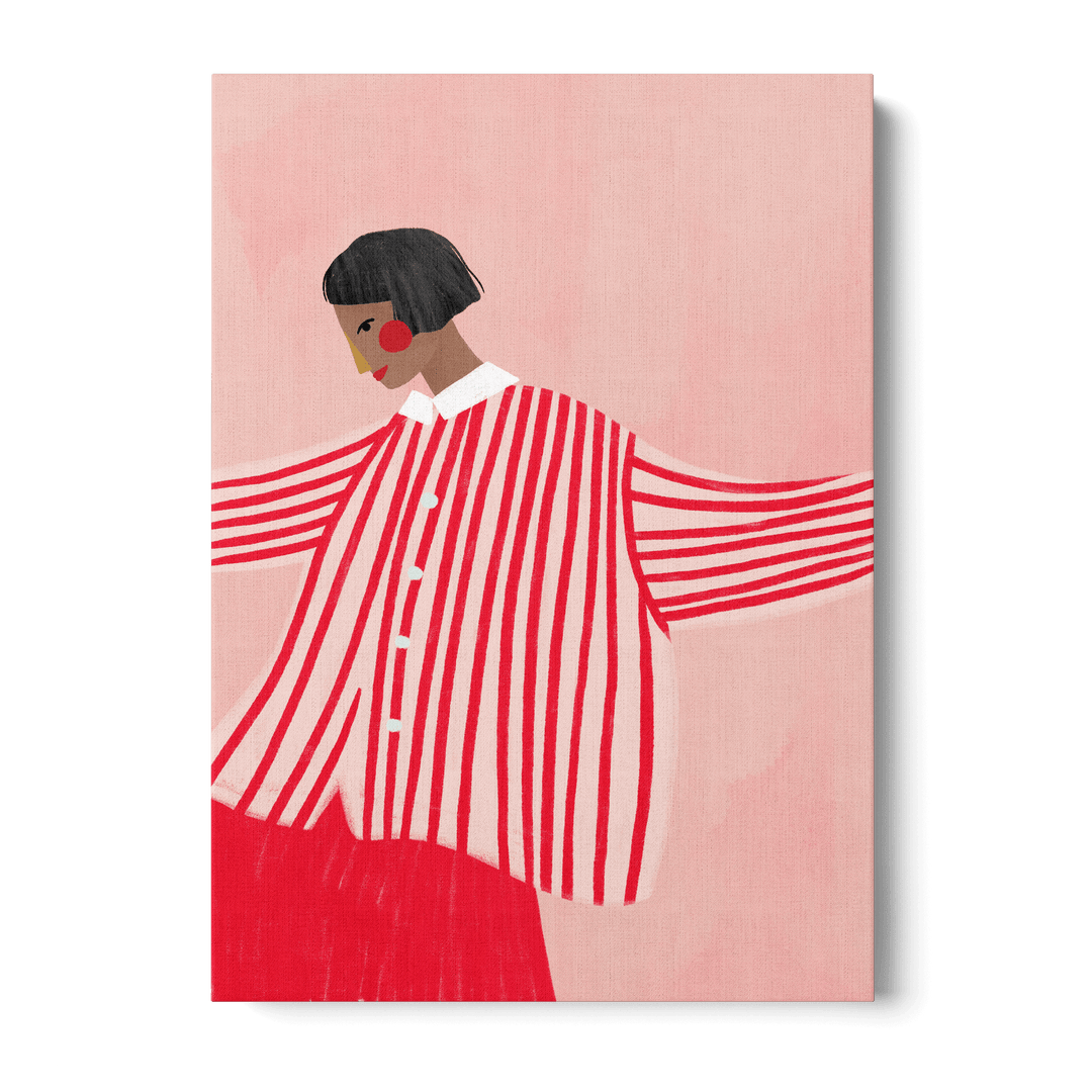 Woman With Red Stripes Canvas