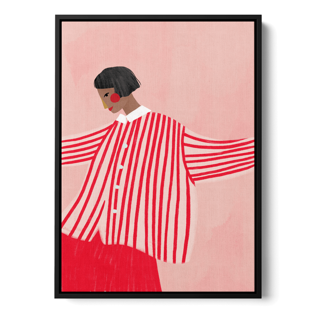 Woman With Red Stripes Canvas