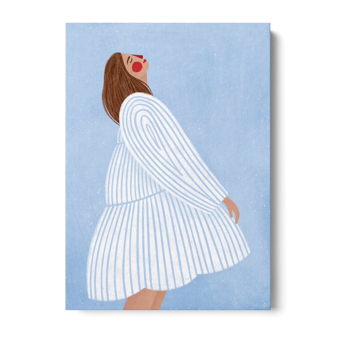 Woman With Blue Stripes Canvas