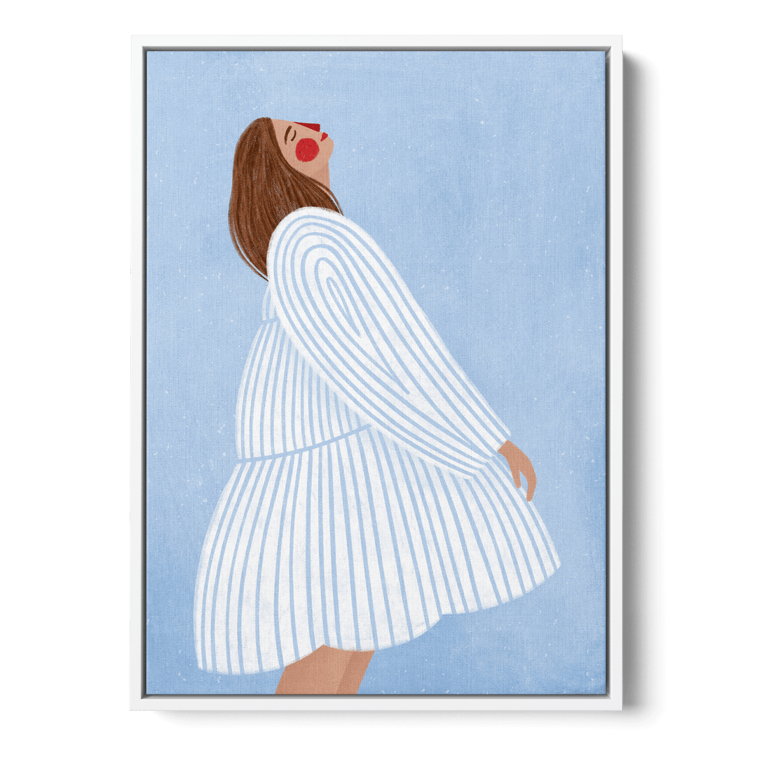 Woman With Blue Stripes Canvas