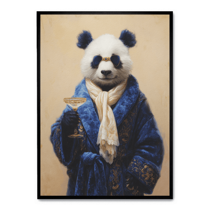 Panda In Blue Velvet Robe