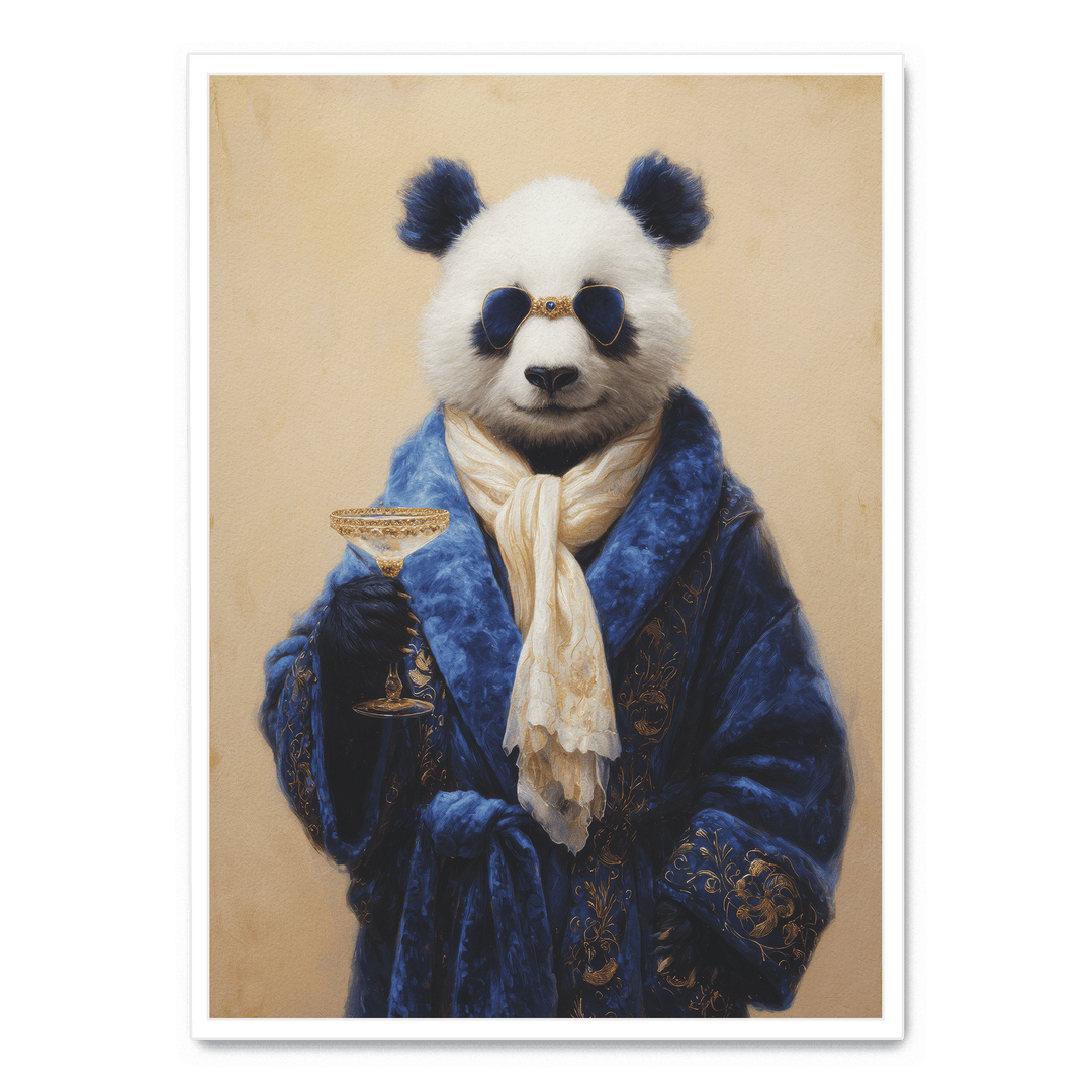 Panda In Blue Velvet Robe