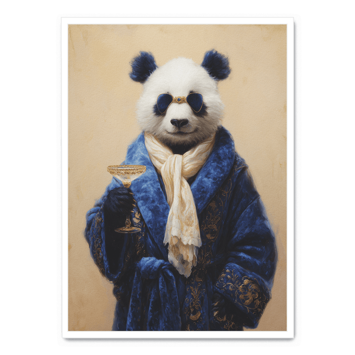 Panda In Blue Velvet Robe