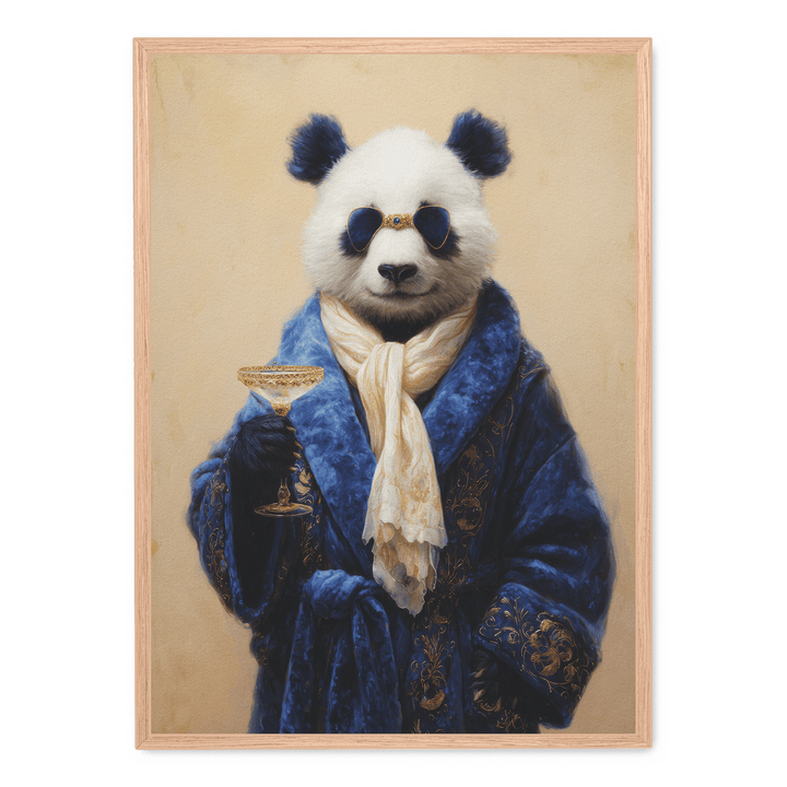 Panda In Blue Velvet Robe