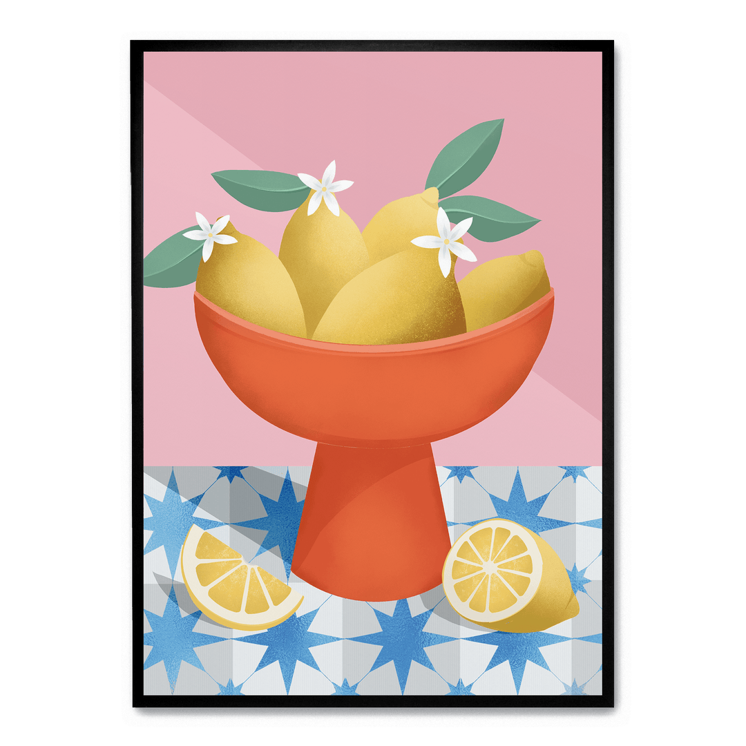 Lemons In A Red Pedestal Bowl