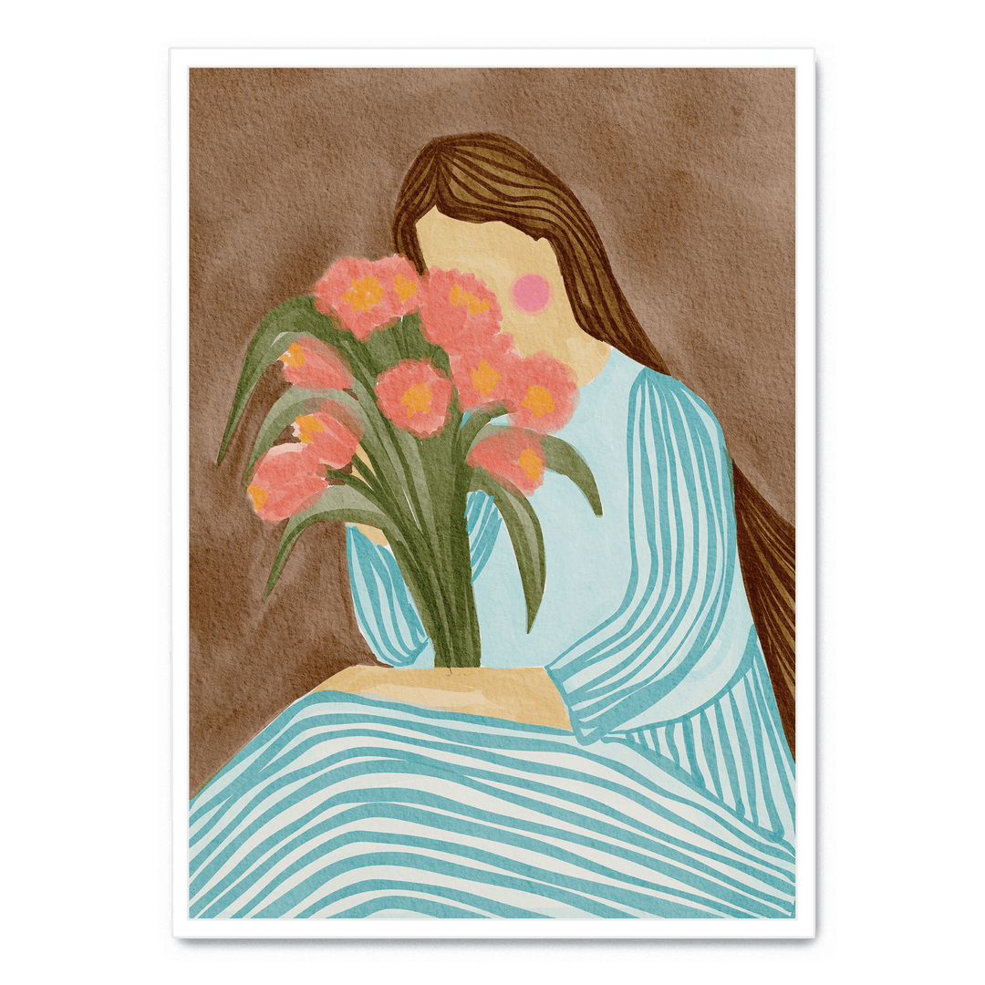 Shy Woman Pink Tulips