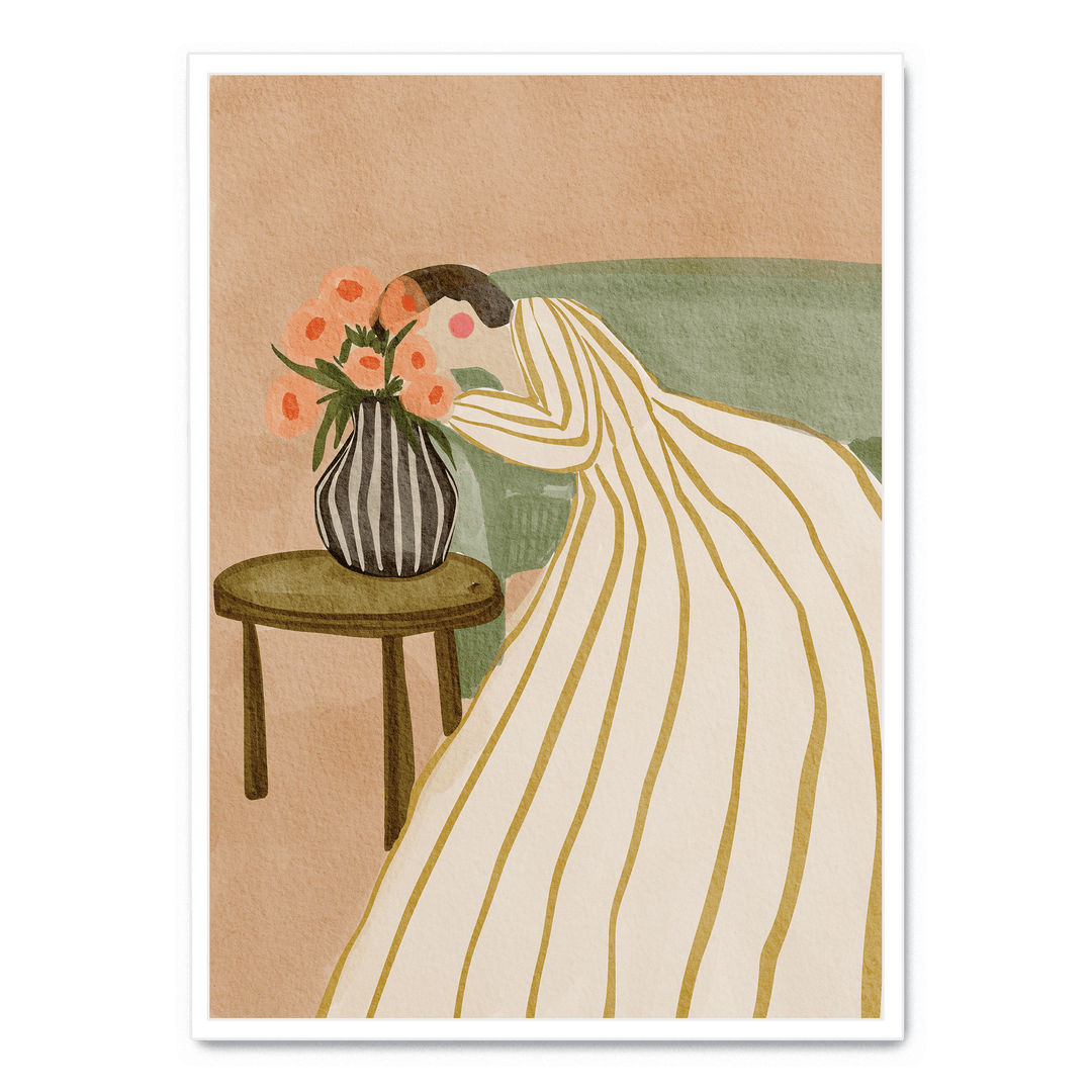 Woman Admiring Flowers