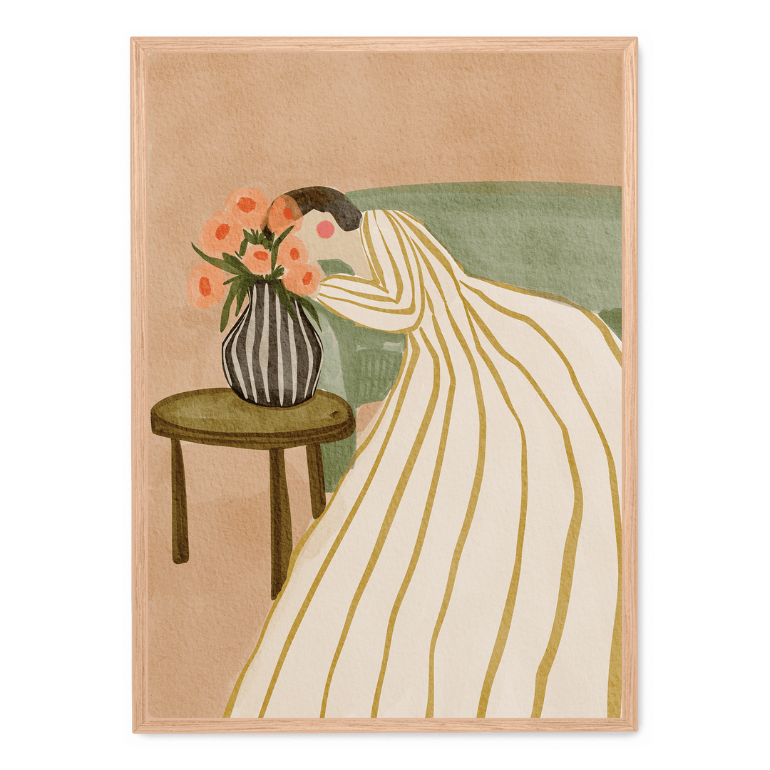 Woman Admiring Flowers