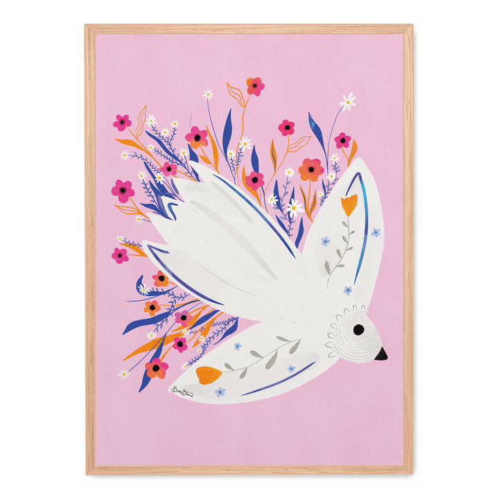 Bird In Flowers Pink