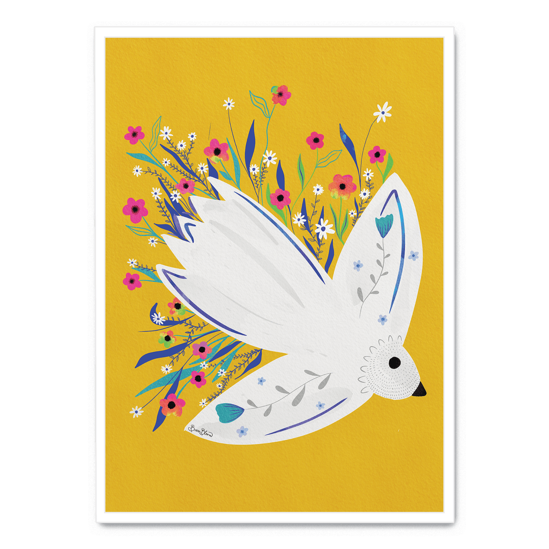 Bird In Flowers Yellow