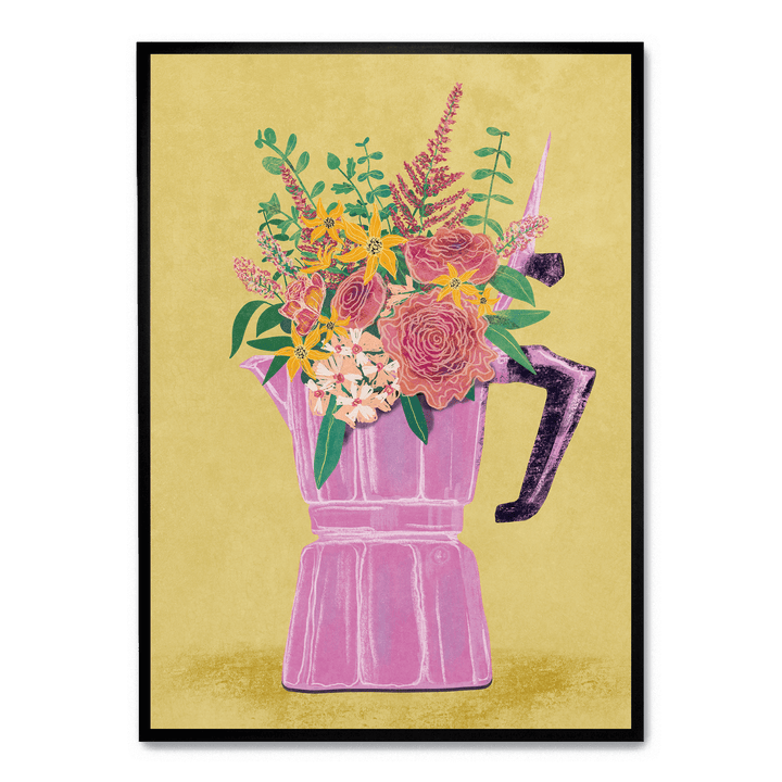 Espresso Maker With Flowers