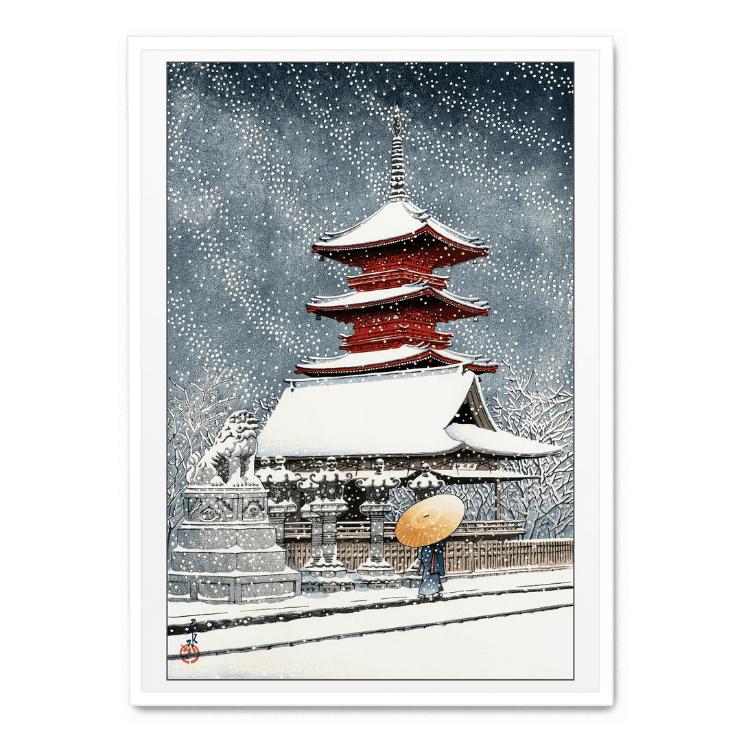 Hasui Kawase - Snow At Tosho Shrine
