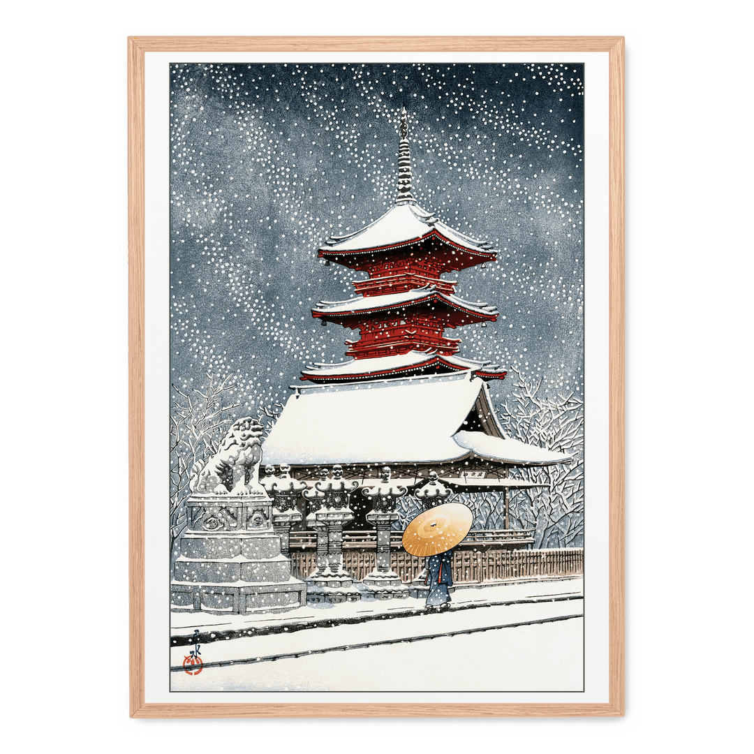 Hasui Kawase - Snow At Tosho Shrine