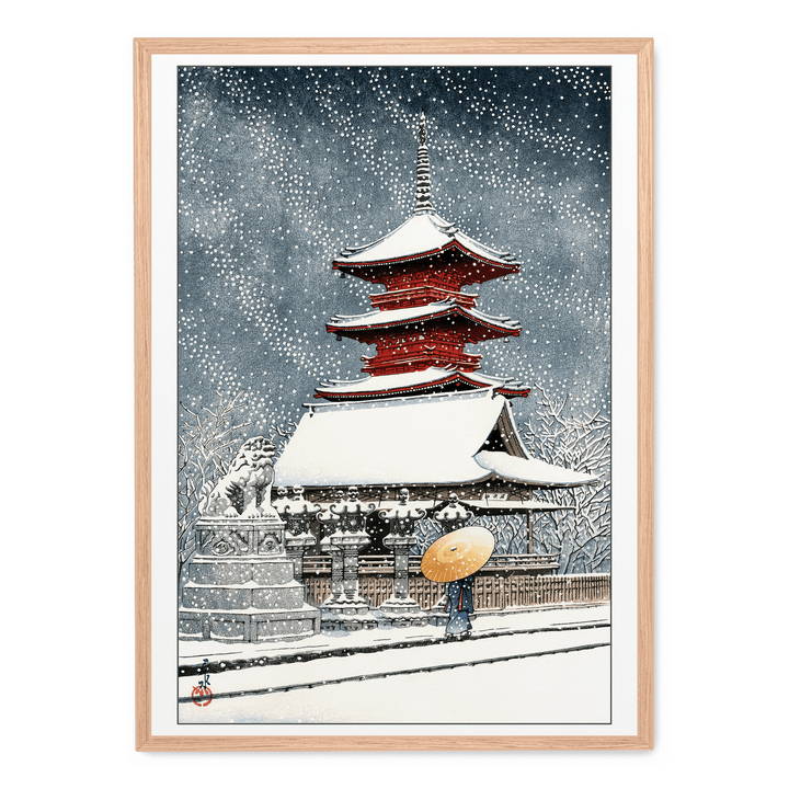 Hasui Kawase - Snow At Tosho Shrine